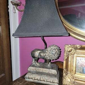 Majestic Black Lion Accent Lamp Vintage Tuscan Jungle Ornate Home Decor